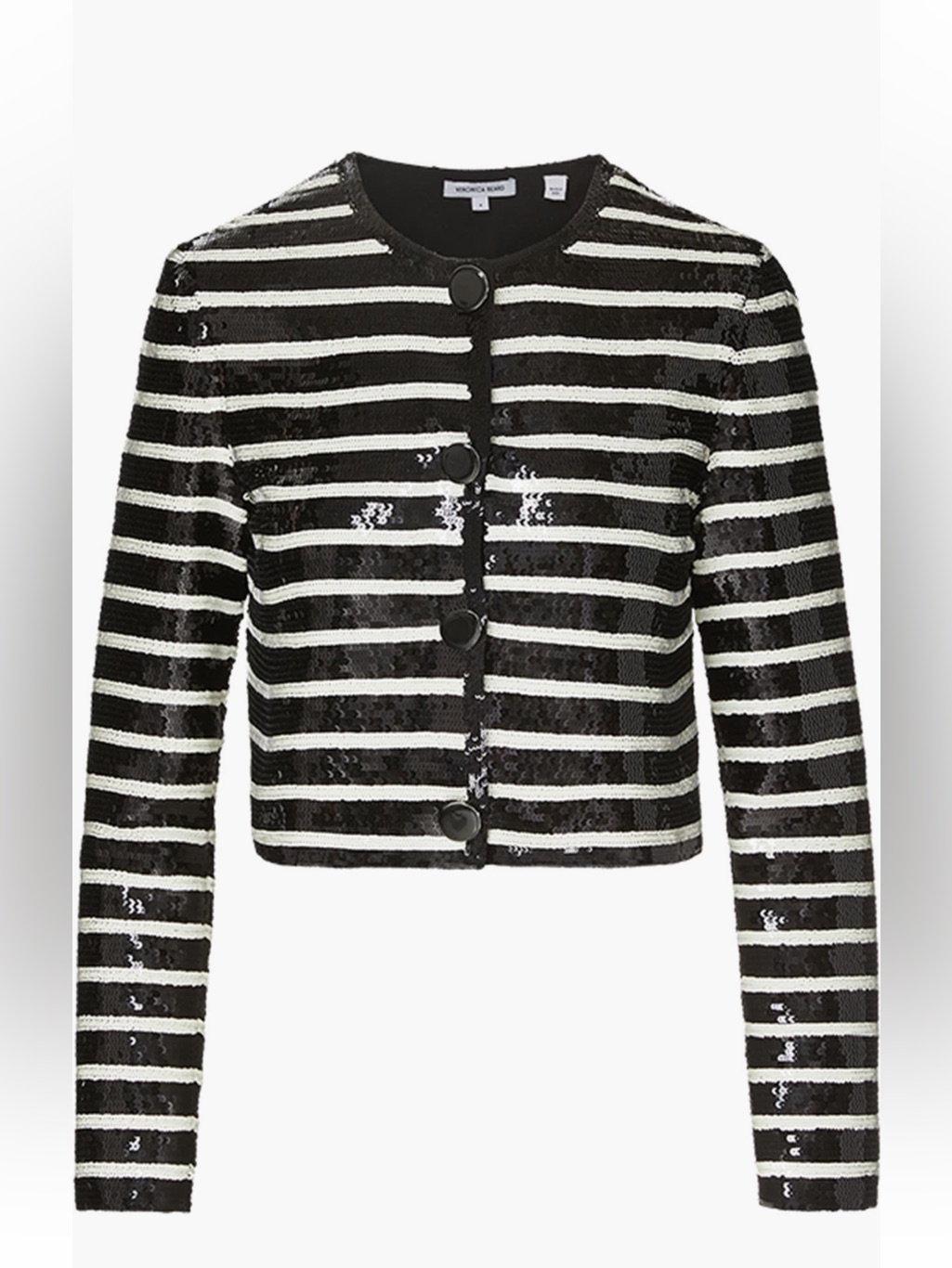 Nwt Veronica Beard Mickey Sequin Stripe Jacket Black White Size 2, Msrp $798